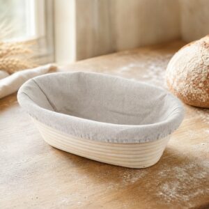 Banneton ovale en rotin naturel avec doublure textile